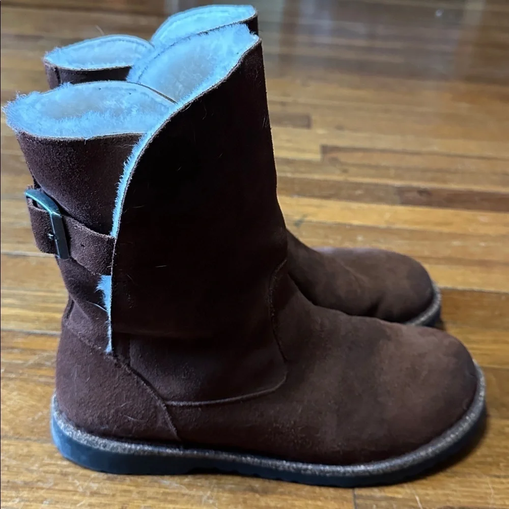 Birkenstock Uppsala Shearling Brown Suede Boots, Sz 40 (US 9-9.5)
